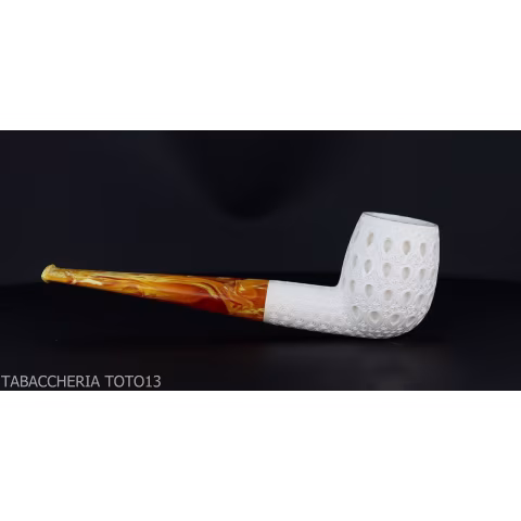 Classic Billiard pipe in sculpted sea foam with air grade 6 decorations-Sea Foam Pipes