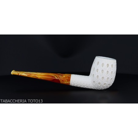 Pipe de billard classique en écume de mer sculptée avec décorations air grade 6 - Pipe Pour le Tabac - écume de mer - sépioli