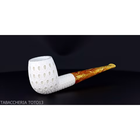 Classic Billiard pipe in sculpted sea foam with air grade 6 decorations-Sea Foam Pipes