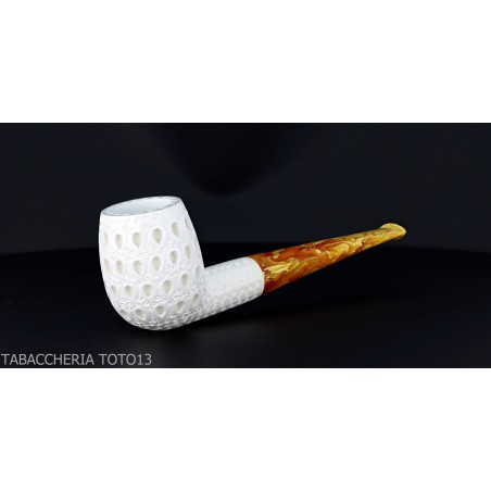 Klassische Billardpfeife aus gemeißeltem Seeschaum mit Air Grade 6 Dekorationen-Meerschaumpfeifen