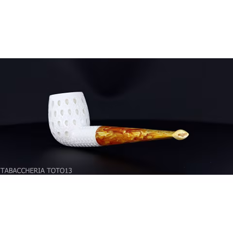 Classic Billiard pipe in sculpted sea foam with air grade 6 decorations-Sea Foam Pipes