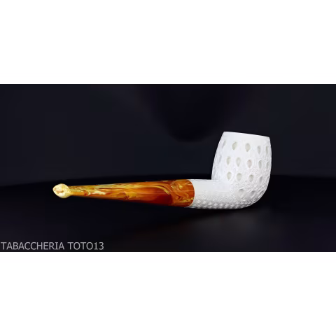 Classic Billiard pipe in sculpted sea foam with air grade 6 decorations-Sea Foam Pipes