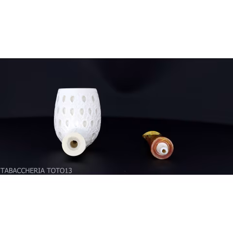 Classic Billiard pipe in sculpted sea foam with air grade 6 decorations-Sea Foam Pipes