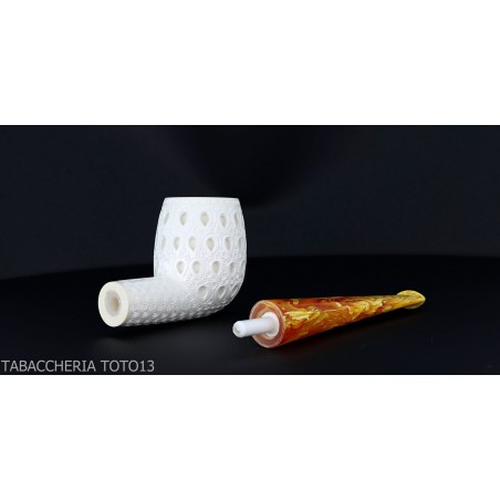 Pipe de billard classique en écume de mer sculptée avec décorations air grade 6 - Pipe Pour le Tabac - écume de mer - sépioli
