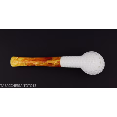 Classic Billiard pipe in sculpted sea foam with air grade 6 decorations-Sea Foam Pipes