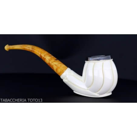 Bent Apple Stand up pipe in sea foam and fireproof ring top in silver
