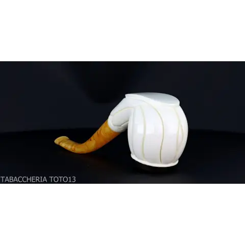 Bent Apple Standpfeife aus Seeschaum und feuerfeste Ringspitze aus Silber - Tabakpfeifen