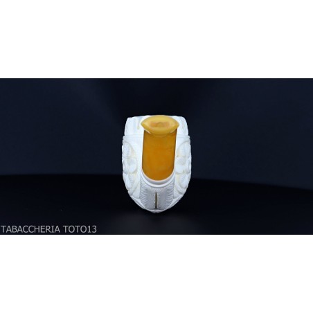 Gebogene Billardpfeife aus Meerschaum mit floralen Dekorationen Klasse 5-Meerschaumpfeifen