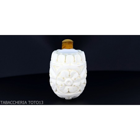 Gebogene Billardpfeife aus Meerschaum mit floralen Dekorationen Klasse 5-Meerschaumpfeifen