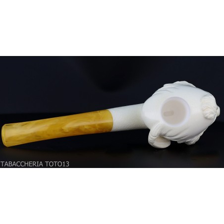 Sculpted sea foam pipe, smoking ottoman - Tobacco Pipes - Sea foam - seppiolite
