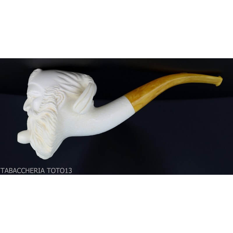Pipe en écume de mer sculptée, pouf fumeur - Lubinski