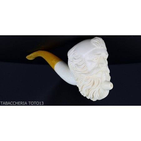 Sculpted sea foam pipe, smoking ottoman - Tobacco Pipes - Sea foam - seppiolite