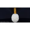 Bent Apple shaped pipe in sea foam with floral decorations Lubinski