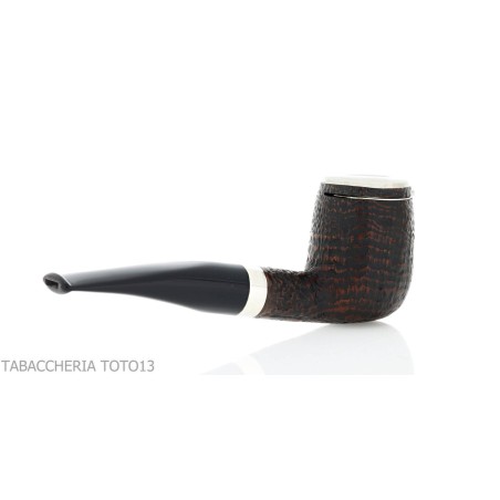 Brebbia Italia forma Billiard in radica sabbiata con cappuccio e coperchio in argento - Pipe