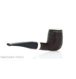 Brebbia Italia Billiard shaped pipe in sandblasted briar with silver cap and lid - Tobacco Pipes - Natural root, Silver