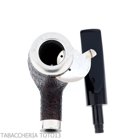 Brebbia Italia forma Billiard in radica sabbiata con cappuccio e coperchio in argento - Pipe