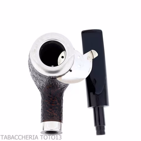 Pipe billard Brebbia Italia en bruyère sablée avec capuchon et couvercle en argent - Pipe Pour le Tabac - Racine naturelle, A