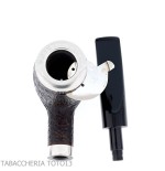 Pipe billard Brebbia Italia en bruyère sablée avec capuchon et couvercle en argent - Pipe Pour le Tabac - Racine naturelle, A
