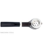 Brebbia Italia forma Billiard in radica sabbiata con cappuccio e coperchio in argento - Pipe