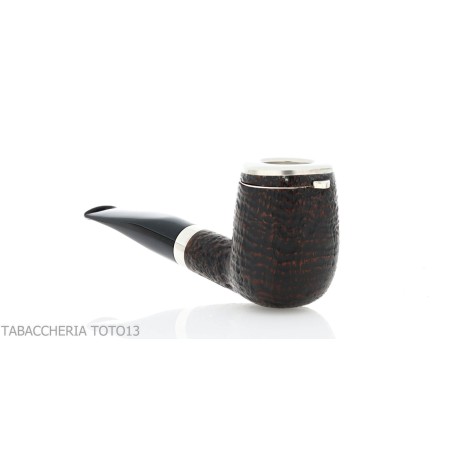 Brebbia Italia forma Billiard in radica sabbiata con cappuccio e coperchio in argento - Pipe