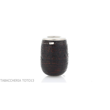 Brebbia Italia forma Billiard in radica sabbiata con cappuccio e coperchio in argento - Pipe