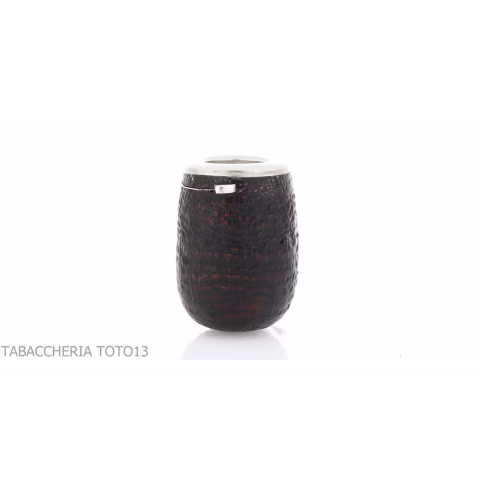 Pipe billard Brebbia Italia en bruyère sablée avec capuchon et couvercle en argent - Pipe Pour le Tabac - Racine naturelle, A