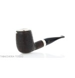 Brebbia Italia Billiard shaped pipe in sandblasted briar with silver cap and lid - Tobacco Pipes - Natural root, Silver