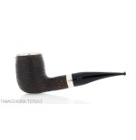 Brebbia Italia Billiard shaped pipe in sandblasted briar with silver cap and lid - Tobacco Pipes - Natural root, Silver
