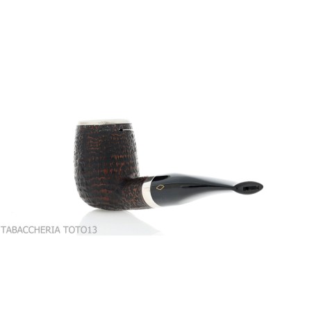 Brebbia Italia forma Billiard in radica sabbiata con cappuccio e coperchio in argento - Pipe