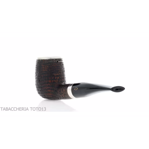 Pipe billard Brebbia Italia en bruyère sablée avec capuchon et couvercle en argent - Pipe Pour le Tabac - Racine naturelle, A