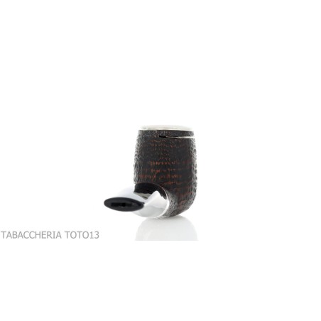 Brebbia Italia forma Billiard in radica sabbiata con cappuccio e coperchio in argento - Pipe