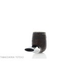 Brebbia Italia Billiard shaped pipe in sandblasted briar with silver cap and lid - Tobacco Pipes - Natural root, Silver