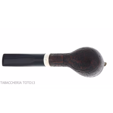 Brebbia Italia Billiard shaped pipe in sandblasted briar with silver cap and lid - Tobacco Pipes - Natural root, Silver