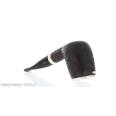 Brebbia Italia forma Billiard in radica sabbiata con cappuccio e coperchio in argento - Pipe