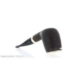 Brebbia Italia Billiard shaped pipe in sandblasted briar with silver cap and lid - Tobacco Pipes - Natural root, Silver