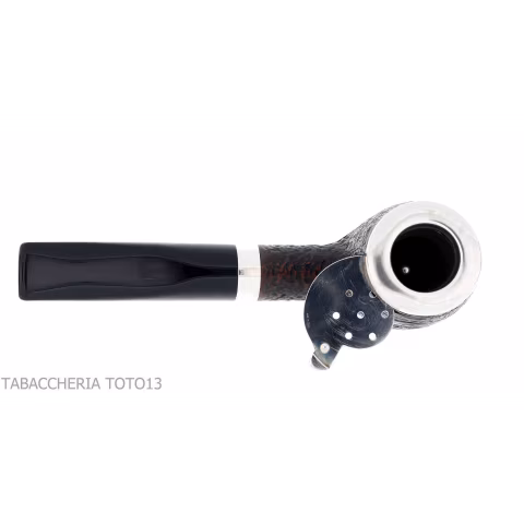 Pipe billard Brebbia Italia en bruyère sablée avec capuchon et couvercle en argent - Pipe Pour le Tabac - Racine naturelle, A