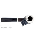 Brebbia Italia forma Billiard in radica sabbiata con cappuccio e coperchio in argento - Pipe