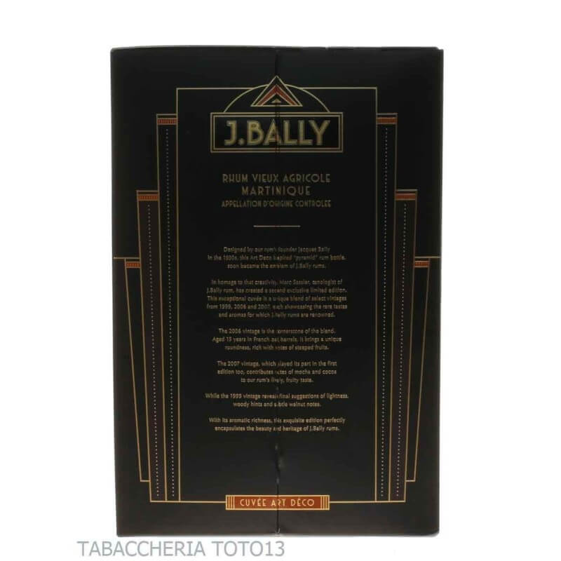 J. Bally cuvee art deco rum A.O.C. Bottiglia Piramides Vol.43,5% Cl.70 - J. Bally Distillery