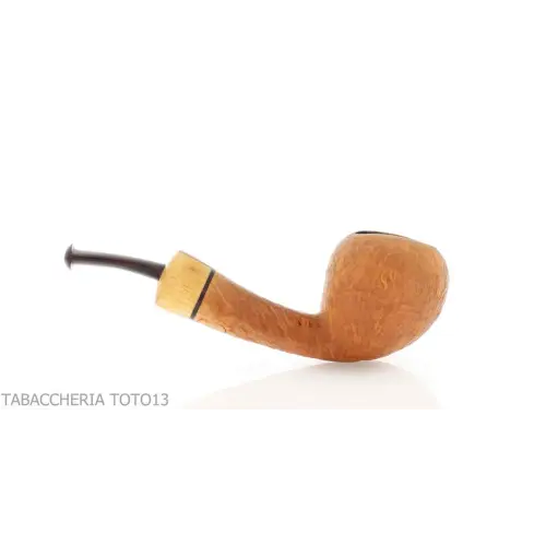Gheppo half-curved apple-shaped pipe with sandblasted briar finish - Tobacco Pipes - Natural root