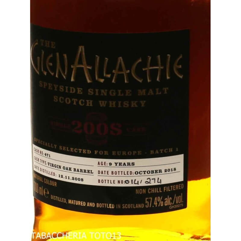 GlenAllachie 9 Y.o. single cask Virgin Oak Vol.57,4% Cl.70 - Glenallachie Distillers