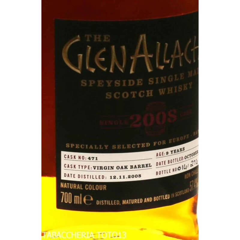 GlenAllachie 9 Y.o. single cask Virgin Oak Vol.57,4% Cl.70 - Glenallachie Distillers