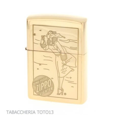 Zippo Windy engraving on golden brass case | limited edition