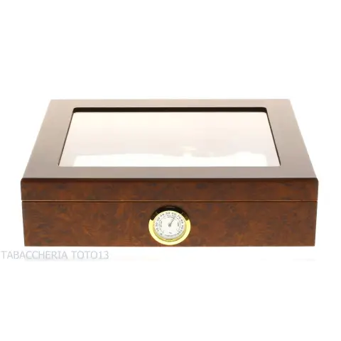 Befeuchtete Box für Briar-Zigarren mit Glasdeckel, komplett mit Aschenbecher, Cutter - Zubehör Cigar