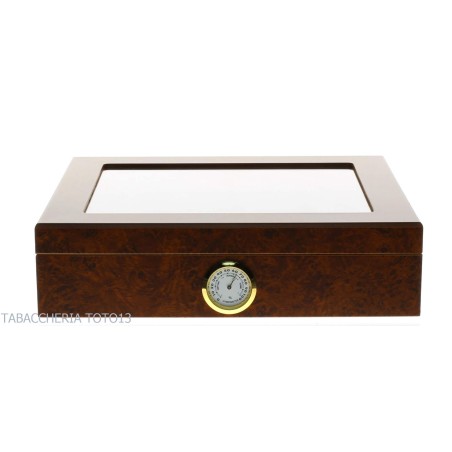 Befeuchtete Box für Briar-Zigarren mit Glasdeckel, komplett mit Aschenbecher, Cutter - Zubehör Cigar