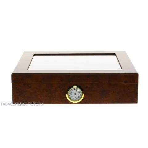 Befeuchtete Box für Briar-Zigarren mit Glasdeckel, komplett mit Aschenbecher, Cutter - Zubehör Cigar