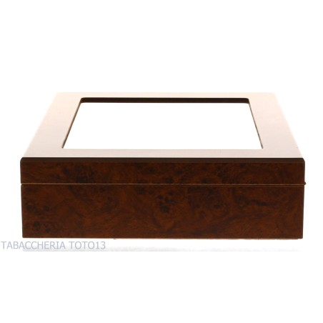 Befeuchtete Box für Briar-Zigarren mit Glasdeckel, komplett mit Aschenbecher, Cutter - Zubehör Cigar