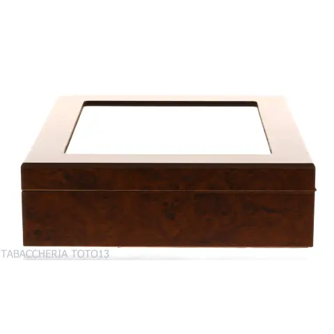 Befeuchtete Box für Briar-Zigarren mit Glasdeckel, komplett mit Aschenbecher, Cutter - Zubehör Cigar