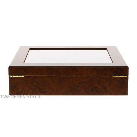 Befeuchtete Box für Briar-Zigarren mit Glasdeckel, komplett mit Aschenbecher, Cutter - Zubehör Cigar
