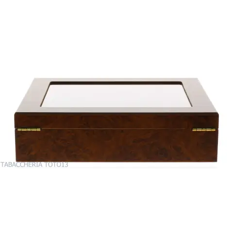Befeuchtete Box für Briar-Zigarren mit Glasdeckel, komplett mit Aschenbecher, Cutter - Zubehör Cigar