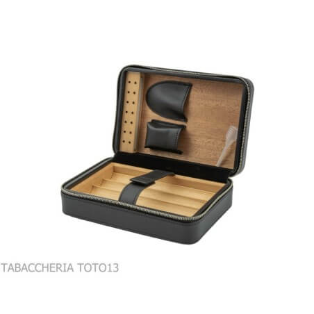 Passatore box in cedro rivestita in pelle nera dotato di umidificatore Egoist Portasigari da Viaggio Portasigari da Viaggio